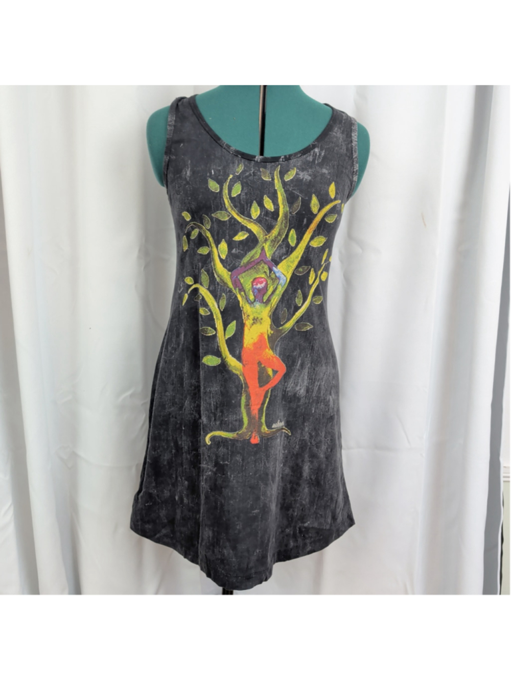 New No Time Black Yoga Motif Dress Medium
